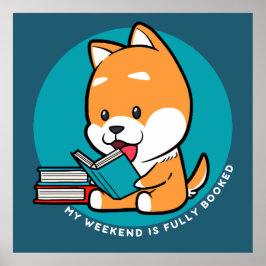 かわいい犬が本を読む面白い引用 ポスター