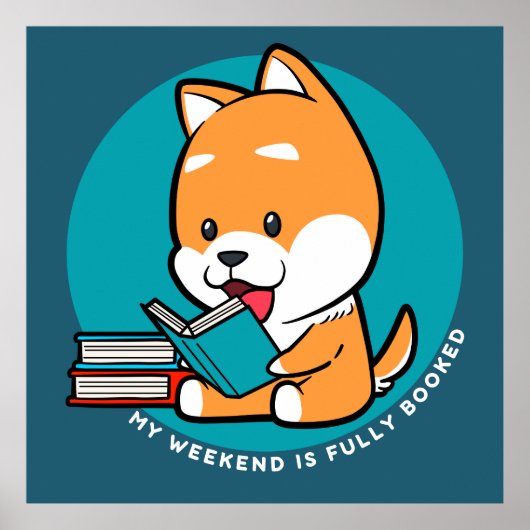 かわいい犬が本を読む面白い引用 ポスター (正面)