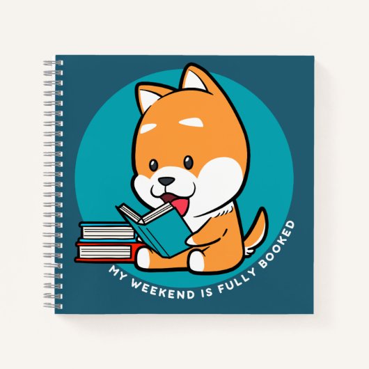 かわいい犬が本を読んでいる面白い名言 ノートブック (正面)