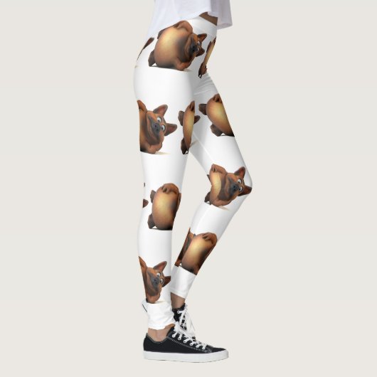 かわいい犬が横たわら3D宇宙 レギンス (右)