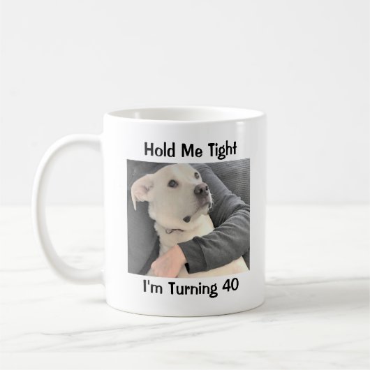 かわいい犬が40おもしろい誕生日 コーヒーマグカップ (左)
