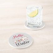 かわいい犬こんにちは冬 コースター (側面)