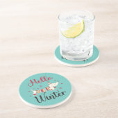 かわいい犬こんにちは冬 コースター (側面)