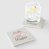 かわいい犬こんにちは冬 ストーンコースター (横)