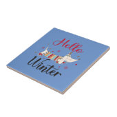 かわいい犬こんにちは冬 タイル (側面)