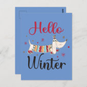 かわいい犬こんにちは冬 ポストカード (正面/裏面)