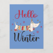 かわいい犬こんにちは冬 ポストカード (正面)
