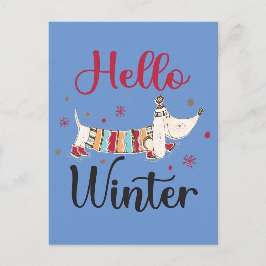 かわいい犬こんにちは冬 ポストカード (正面)