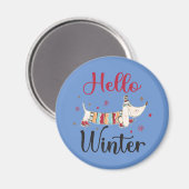 かわいい犬こんにちは冬 マグネット (正面/裏面)