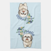 かわいい犬こんにちは キッチンタオル (縦)