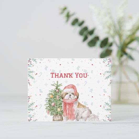 かわいい犬しhtzuサンタキャップクリスマスサンティアゴ シーズンポストカード (スタンド正面)