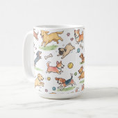 かわいい犬たちがあらゆる場所で遊んでいる コーヒーマグカップ (正面左)