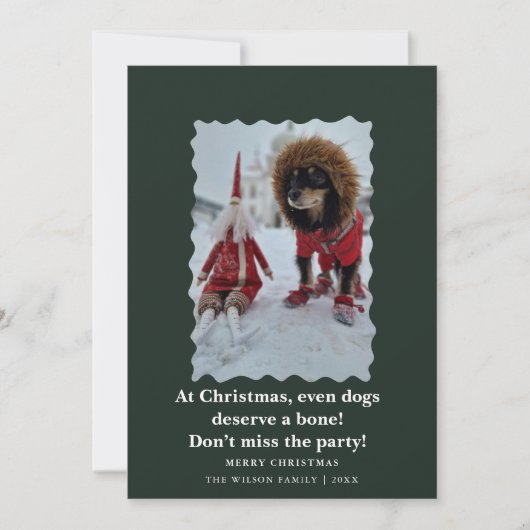 かわいい犬たちがクリスマスを祝う ホリデーカード 招待状 (正面)