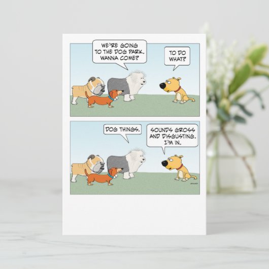 かわいい犬たちがドッグパークへ行く計画を立てている カード (スタンド正面)