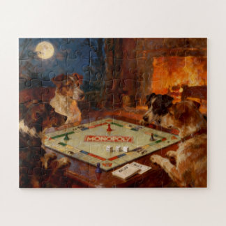 かわいい犬たちがボードゲームで遊ぶ ジグソーパズル