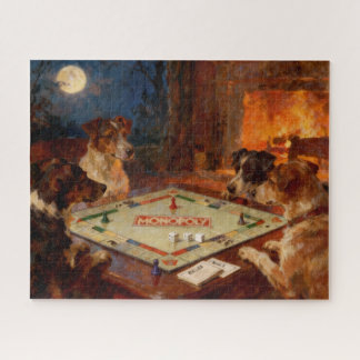 かわいい犬たちがボードゲームで遊んでいる ジグソーパズル