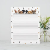 かわいい犬たちが並ぶ手紙の筆記用紙 (スタンド正面)