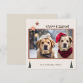 かわいい犬たちと楽しいクリスマス　フラットホリデーカード シーズンカード (正面/裏面)