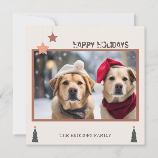 かわいい犬たちと楽しいクリスマス　フラットホリデーカード シーズンカード (正面)