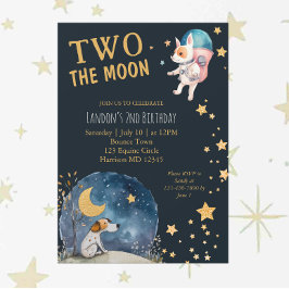 かわいい犬たちオンザムーンボーイズ第2誕生日 招待状