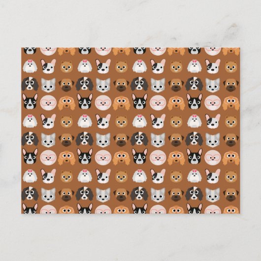 かわいい犬たちオンブラウン ポストカード (正面)