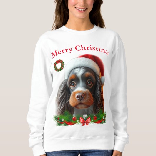 かわいい犬たちクリスマスTシャツ スウェットシャツ (正面)