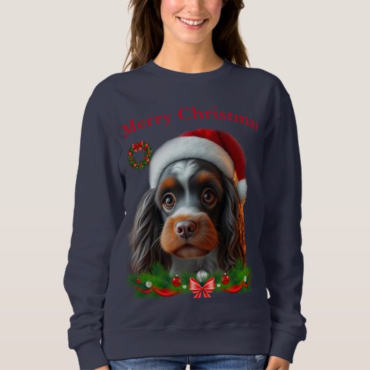 かわいい犬たちクリスマスTシャツ スウェットシャツ (正面)