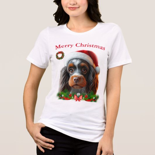 かわいい犬たちクリスマスTシャツ トライブレンドTシャツ (正面)