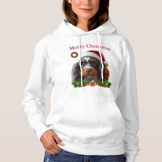 かわいい犬たちクリスマスTシャツ パーカ (正面)