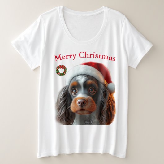 かわいい犬たちクリスマスTシャツ プラスサイズTシャツ (デザイン正面)