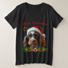 かわいい犬たちクリスマスTシャツ プラスサイズTシャツ