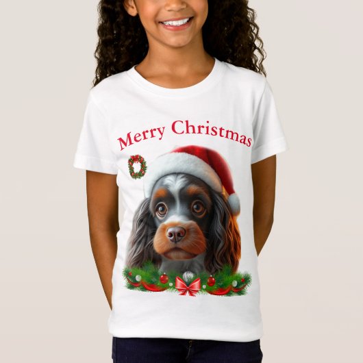 かわいい犬たちクリスマスTシャツ Tシャツ (正面)