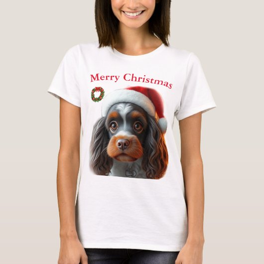 かわいい犬たちクリスマスTシャツ Tシャツ (正面)
