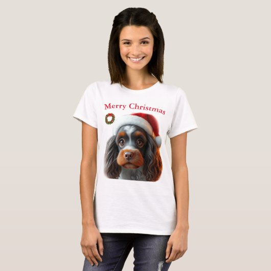 かわいい犬たちクリスマスTシャツ Tシャツ (正面フル)