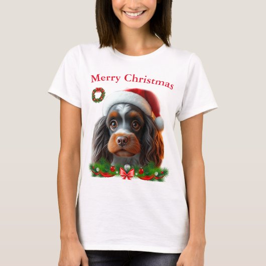 かわいい犬たちクリスマスTシャツ Tシャツ (正面)
