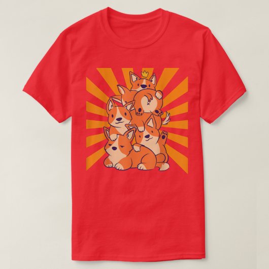 かわいい犬たちコルギ積み上げ Tシャツ (デザイン正面)