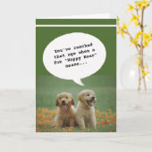 かわいい犬たち幸せな時間を取得おもしろい誕生日 カード (黄色い花)