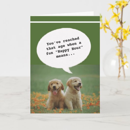 かわいい犬たち幸せな時間を取得おもしろい誕生日 カード (黄色い花)