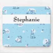 かわいい犬たち青いスケッチパーソナライズされた動物 マウスパッド (正面)