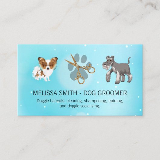 かわいい犬たち | はさみ | 犬の足 予約カード (正面)