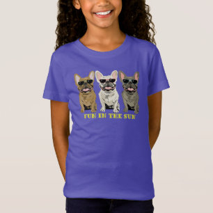 かわいい犬たち、太陽の下で楽しむ、フレンチブルドッグ Tシャツ