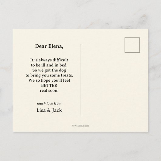 かわいい犬とおやつはもうすぐ元気になる ポストカード (裏面)