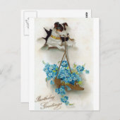 かわいい犬とかかと誕生日グリーティング ポストカード (正面/裏面)