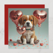 かわいい犬とのバレンタインデー シーズンカード (正面/裏面)