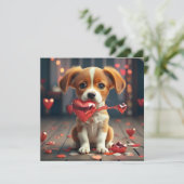 かわいい犬とのバレンタインデー シーズンカード (スタンド正面)