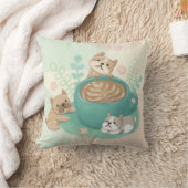 かわいい犬とコーヒーイラストレーション クッション (ブランケット)
