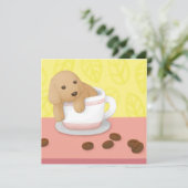 かわいい犬とコーヒー豆のイラストレーションアート サンキューカード (スタンド正面)