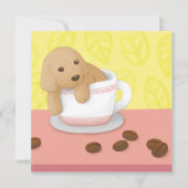 かわいい犬とコーヒー豆のイラストレーションアート サンキューカード (正面)