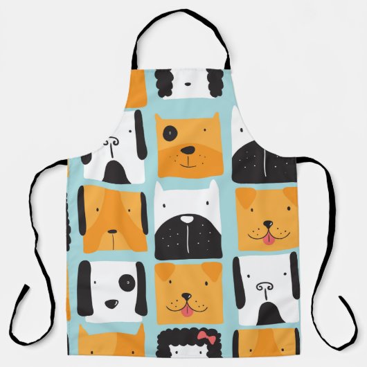 かわいい犬とシームレスな柄。 エプロン (正面)