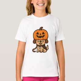 かわいい犬とジャック・オ・ランタン Tシャツ